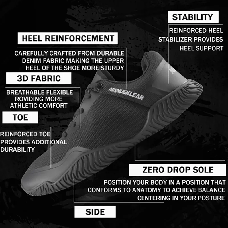 Zapatillas MANUEKLEAR Barefoot Unisex Para Entrenamiento y Deporte Talla 36-47