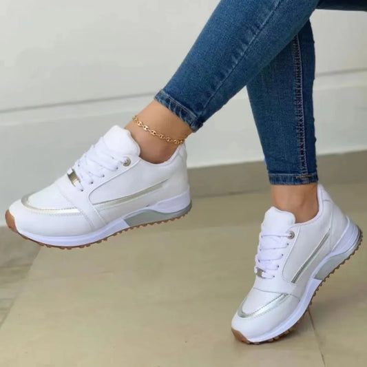 Zapatillas Deportivas para mujer, casuales, nuevas y a la moda, de malla transpirable con cordones, con plataforma.